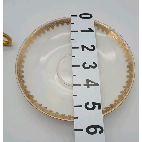Tressemanes Voght Limoges Double Handle Tea Cups Saucer Set 8414 Gold T&V France - Picture 7 of 8